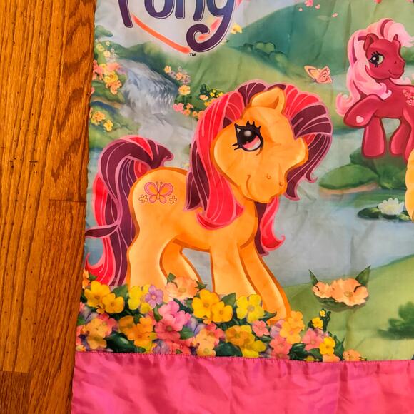 My Little Pony 2005 Sleeping Bag Pink Floral Horses Blanket Rainbow Zip Up - Picture 4 of 15